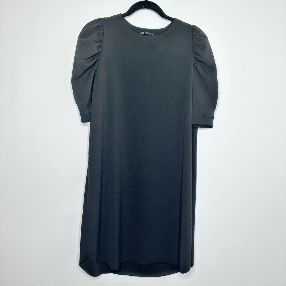 Zara Black Puff Sleeve Mini Dress